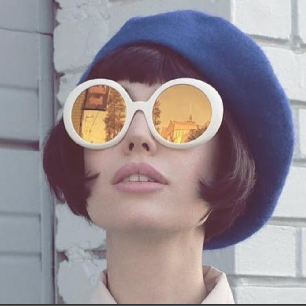 Christian Roth Jackie 60 Oversized White Mirrored 24K gold Sunglasses